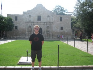 Rob out the front of the Alamo building