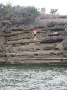 Rob plunging to the water