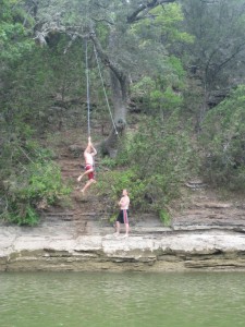 Matt on the rope-swing of death