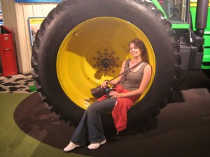 big tractor wheel in the farm exhibit