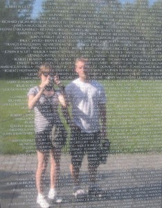 The reflective wall of the Vietnam memorial