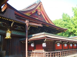 One of the buildings in the shinto shrine